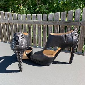 BCBGMAXAZRIA Black Leather Studded Heels